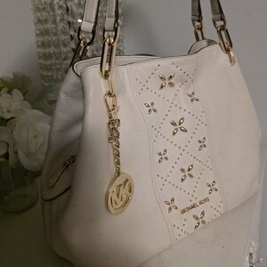 Michael Kors Cream Studded Shoulder Bag